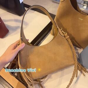 NWT COACH CAL96 Brooklyn Shoulder Bag 23 With Fringe Brass/Sand